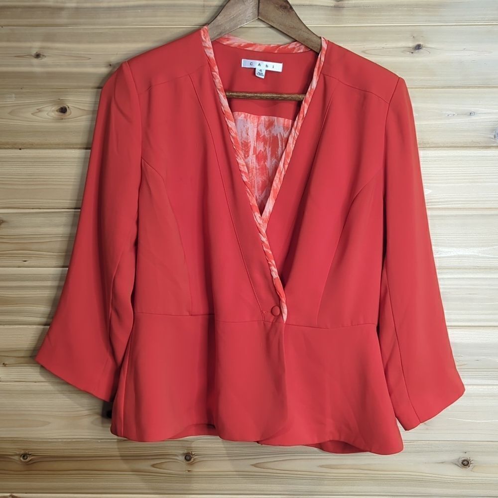 CAbi‎ Womens Jacket 4 Orange #216 Jane Jacket Cropped Lightweight Spring
